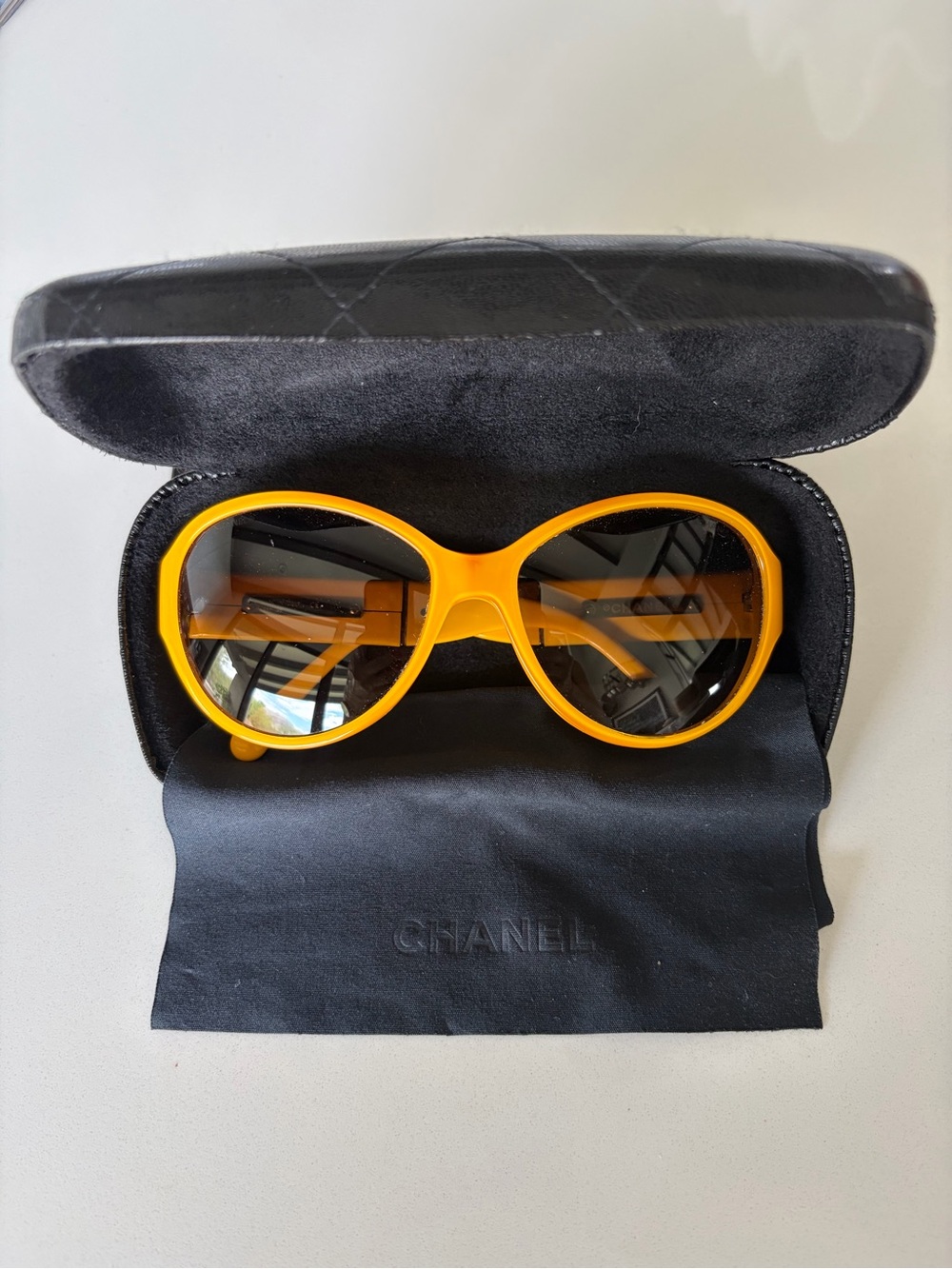 CHANEL Yellow Round Women's Sunglasses